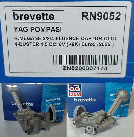 YAĞ POMPASI RN9052 MEGANE 1.5 DCİ (K9K) EURO5 FLUENCE CAPTUR CLIO 4 DUSTER