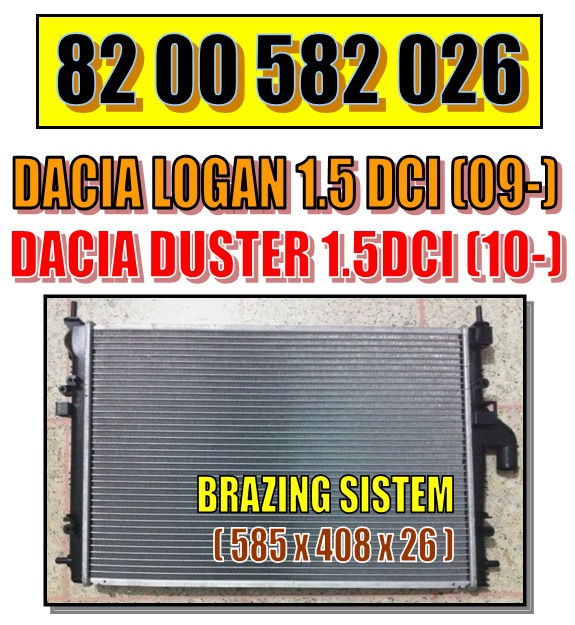 RADYATÖR RA0231050 DUSTER (10-) LOGAN (06-) 1.5 DCI KLİMALI