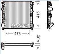 RADYATÖR 0528302AL CLIO SYMBOL KANGO 1.9D 480X414.5X28 2 SIRA AL+PL SISTEM