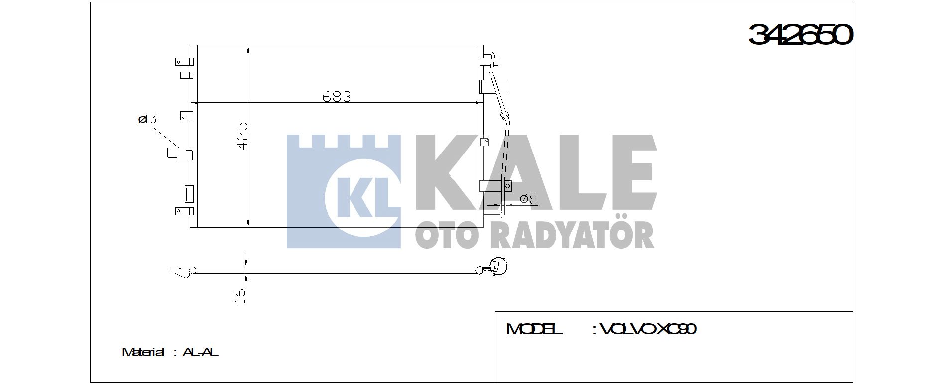 KLİMA RADYATÖRÜ 342650 XC90 I