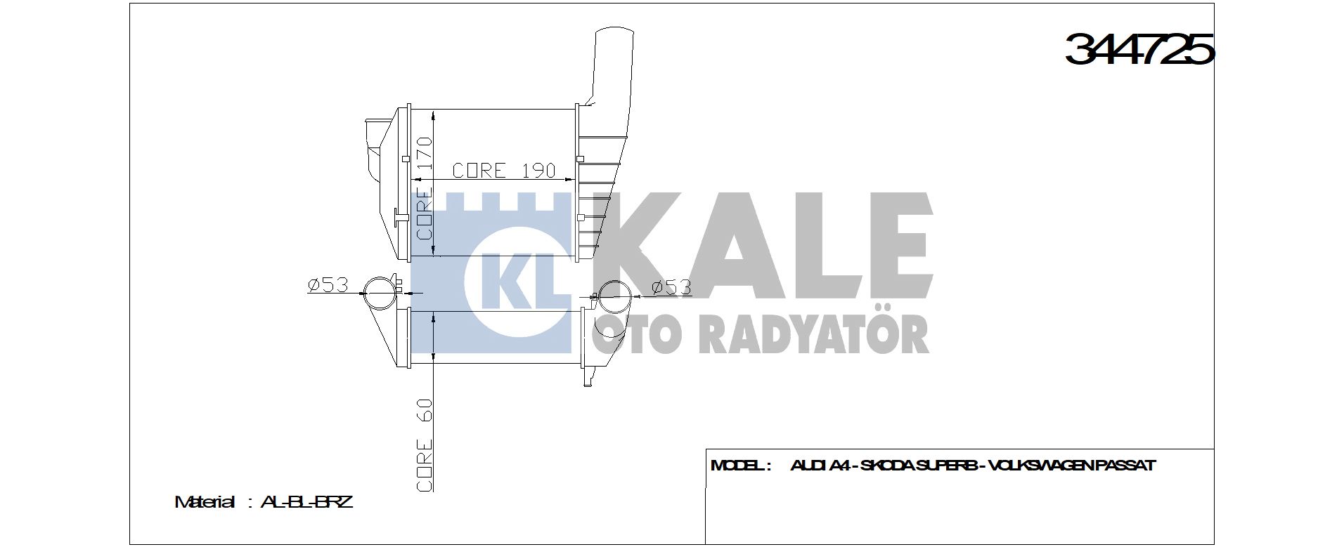 TURBO RADYATÖRÜ 344725 PASSAT 2.5TDI (98-05) A4 2.5TDI (97-01)