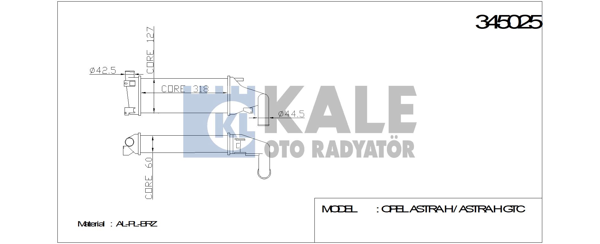 TURBO RADYATÖRÜ 345025 ASTRA-H (04-) 1.7 CDTI