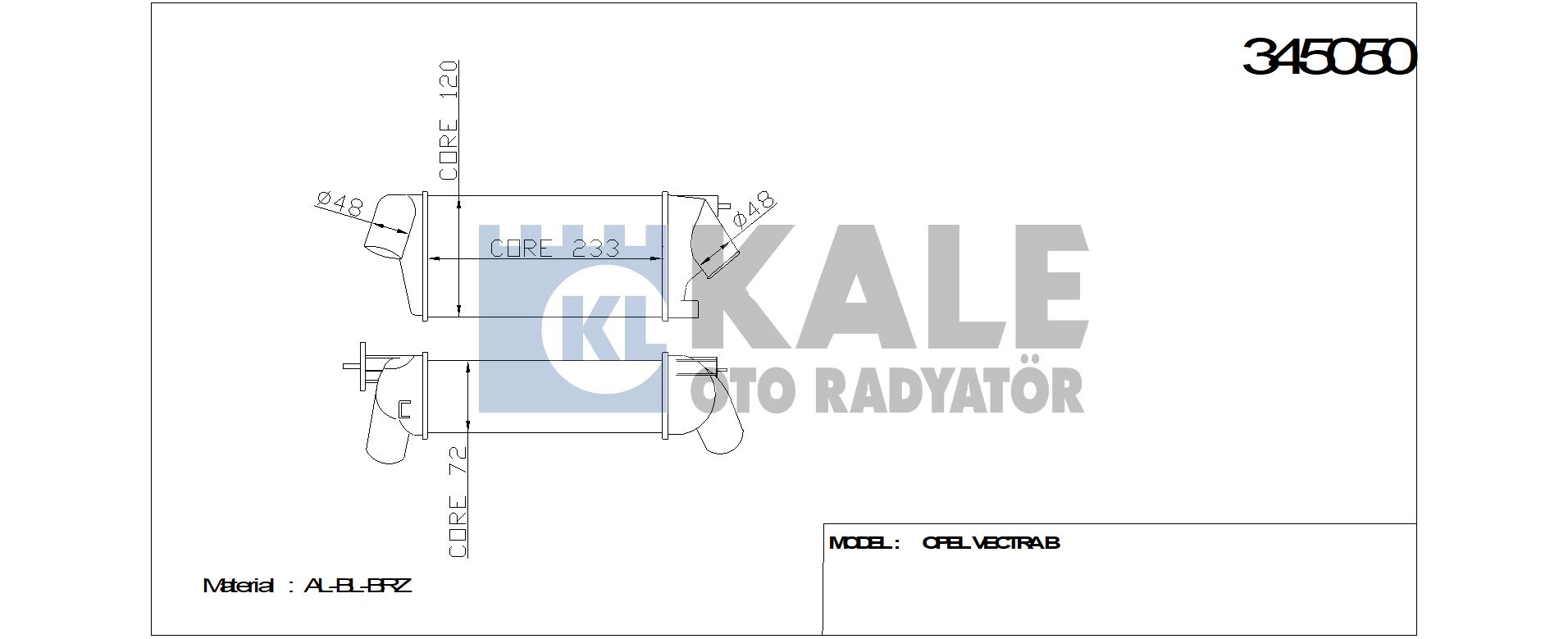 TURBO RADYATÖRÜ 345050 VECTRA 2.0 2.2 DTI