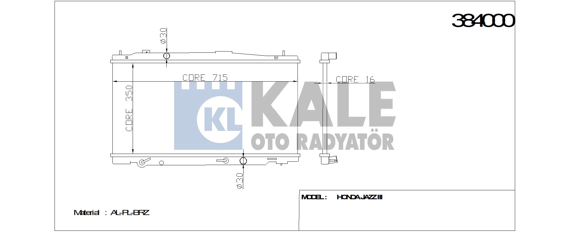 RADYATÖR 384000 JAZZ-III (350x715x16) BRAZING AT