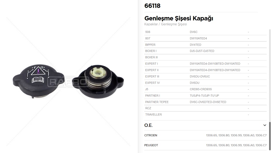 GENLEŞME KAVANOZ KAPAĞI 66118 BERLINGO PARTNER P1007