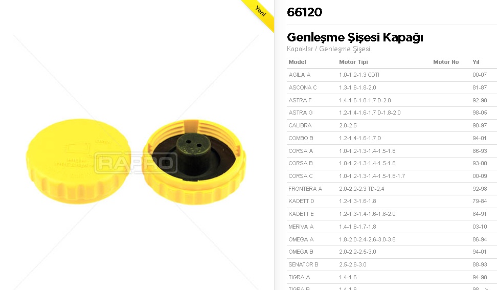 GENLEŞME KAVANOZ KAPAĞI 66120 ASTRA-F-G VECTRA-A CORSA-A