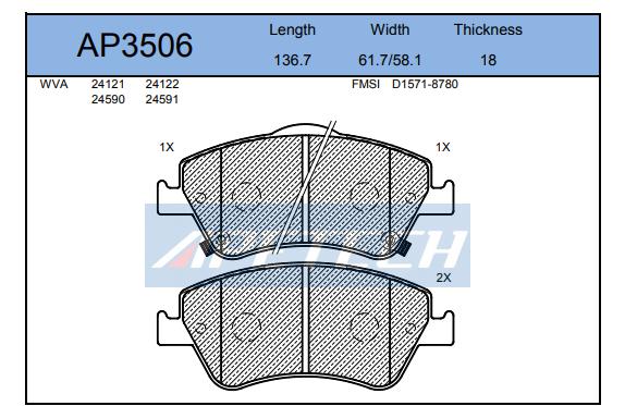 DİSK BALATA ÖN AP3506 ÖN AURIS COROLLA 1.4 VVTI-1.6 VVTI D4D
