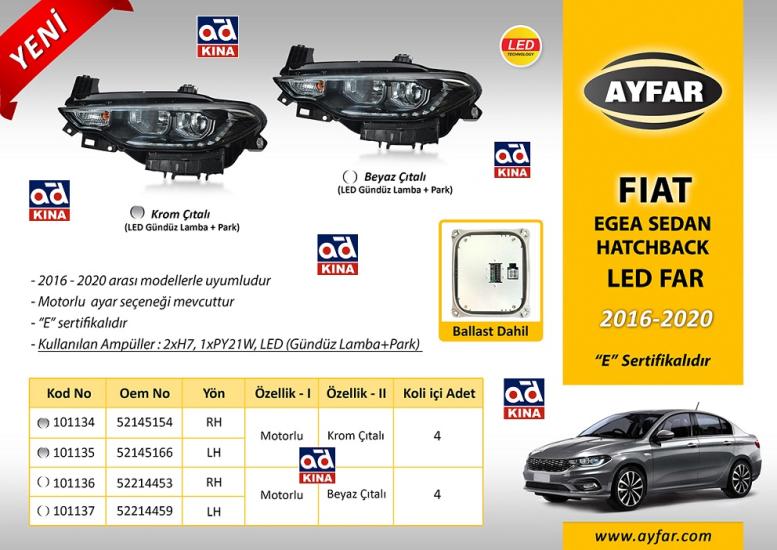 101136 ZENON BALASTLI FAR SAĞ EGEA (16-20 ) *BEYAZ ÇITALI - LED DRL+PARK+MOTORLU