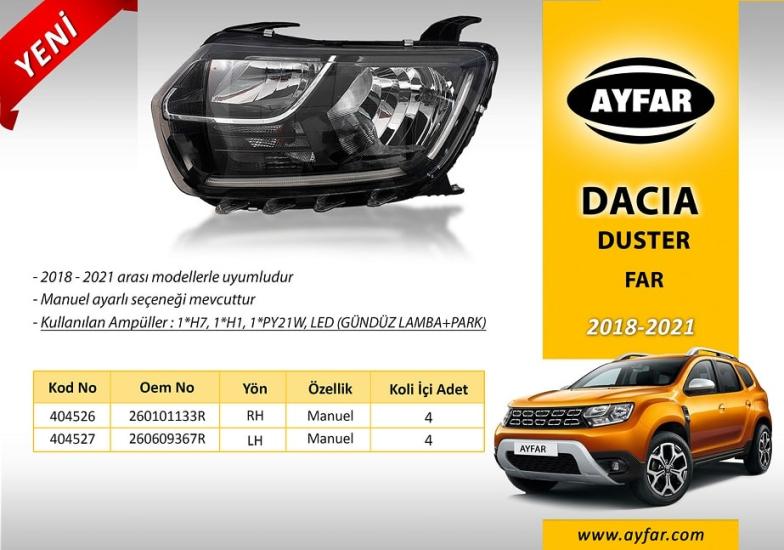 404527 FAR SOL DUSTER (2018-2021) (H7+H1 gündüz farı+park) *MOTORSUZ