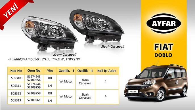 FAR SAĞ 505312 DOBLO (15-) MOTORLU SİYAH ÇERÇEVELİ