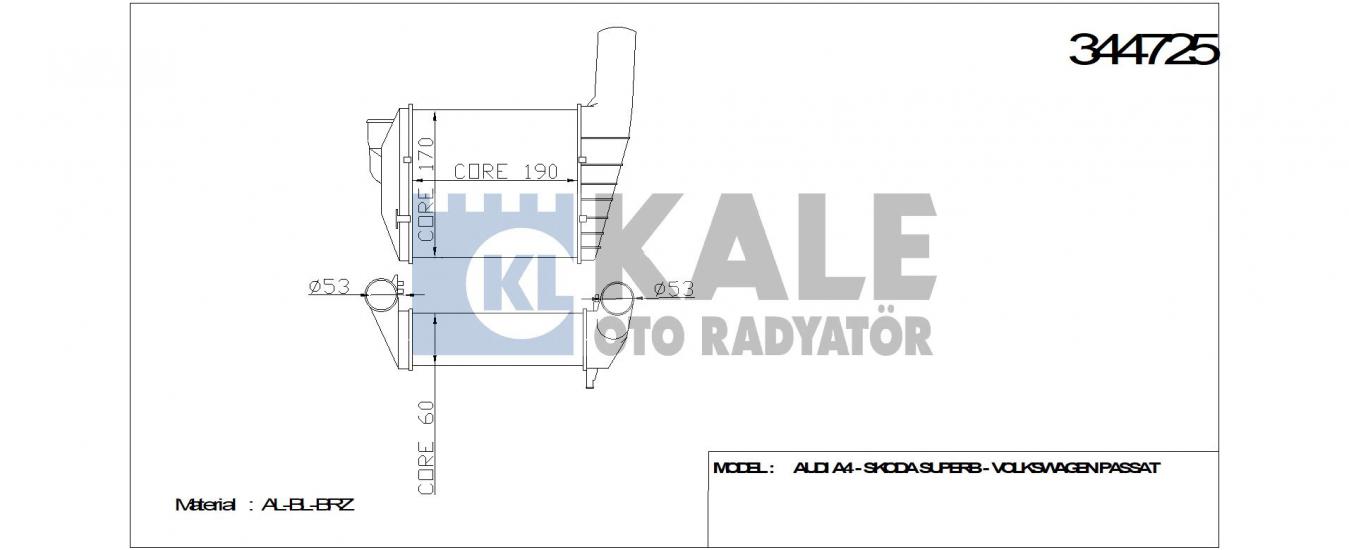 TURBO RADYATÖRÜ 344725 PASSAT 2.5TDI (98-05) A4 2.5TDI (97-01)