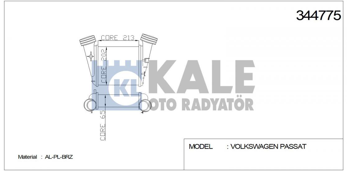TURBO RADYATÖRÜ 344775 PASSAT 2.5TDI BDH BAU BDG 0305 SUPERB 2.5TDI BDG 0208