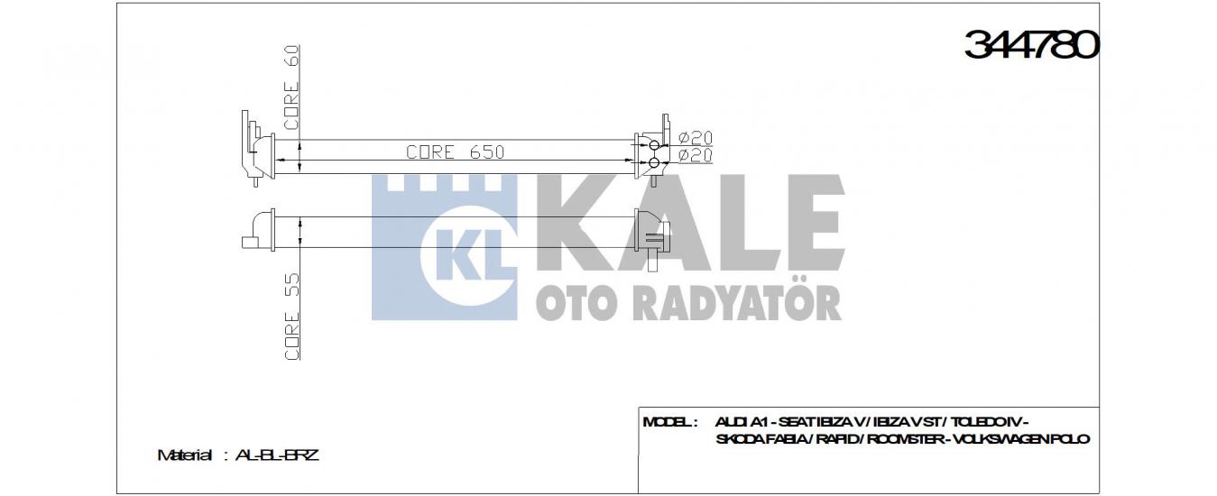 TURBO RADYATÖRÜ 344780 POLO A1 IBIZA TOLEDO FABIA RAPID ROOMSTER 1.2 1.4TSI 09
