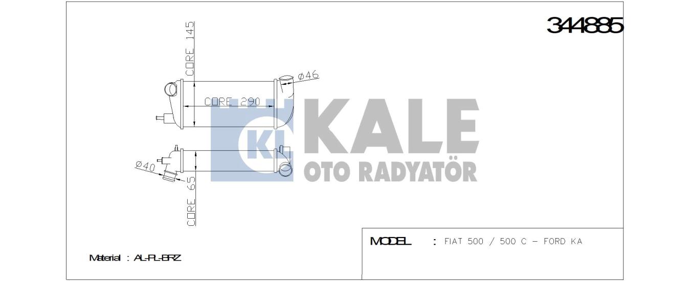 TURBO RADYATÖRÜ 344885 FIAT 500 FORD-KA 1.3 07 