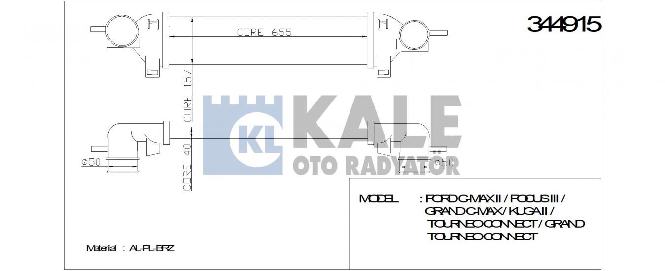 TURBO RADYATÖRÜ 344915 FOCUS-III CMAX KUGA TRANSİT CONNECT 13- 1.6 SIGMA GDTI 1