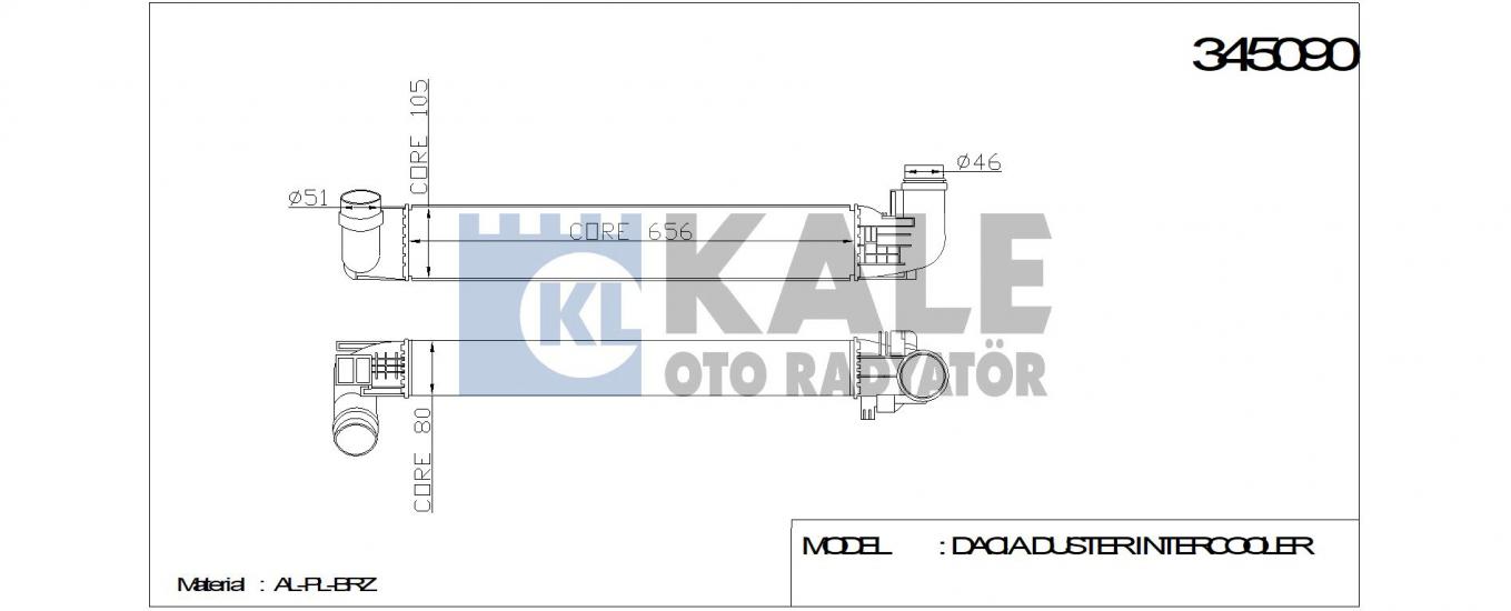 TURBO RADYATÖRÜ 345090 DUSTER (10-) 1.5 DCI (AL/PL/BRAZING)