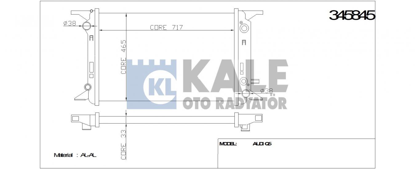 RADYATÖR 345845 Q5 3.0 TDI CCWA 08 BRAZING AT
