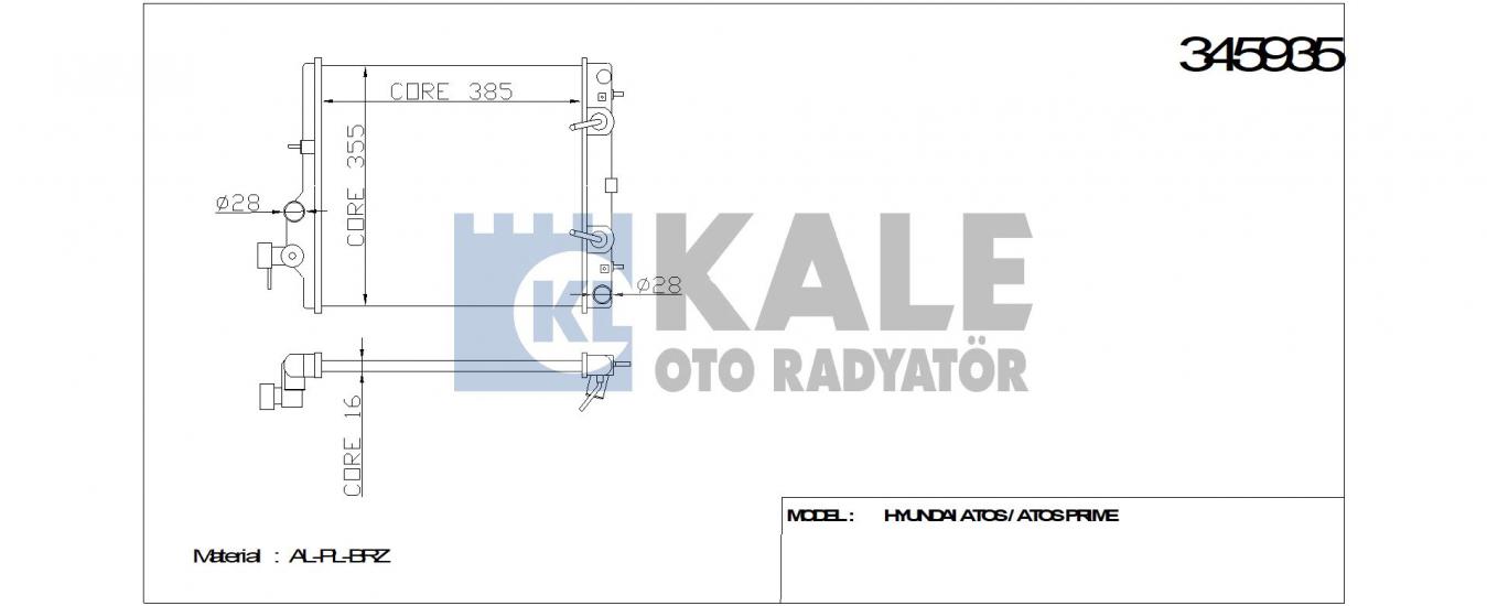 RADYATÖR 345935 ATOS ATOS PRIME 1.0I 12V (97-04) (BRAZING) AT