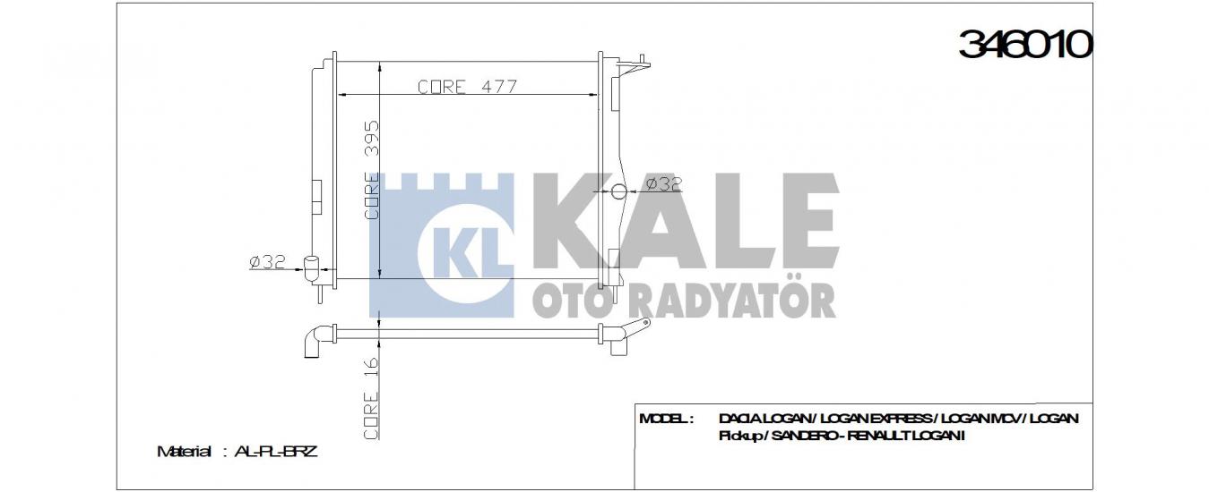 RADYATÖR 346010 LOGAN SANDER O-II 1.2 1.4 1.6 08- (BRAZING)