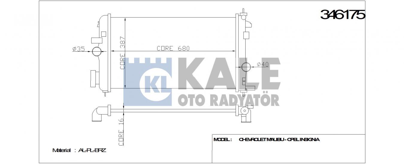 RADYATÖR 346175 MALIBU INSIGNIA 1.6 1.8 08- (BRAZING)