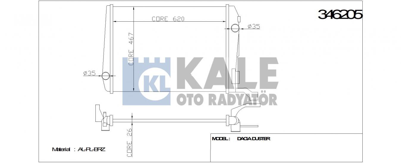 RADYATÖR 346205 DUSTER 1.5DCI 10- (BRAZING)