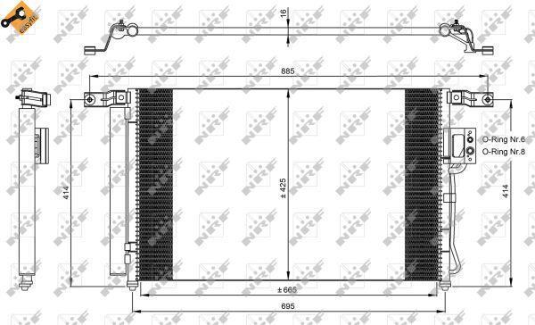 KLİMA RADYATÖRÜ 379300 SANTAFE-II 2.7 2.2 CRDI 06- (693x479x16) (KURUTUCU İLE)