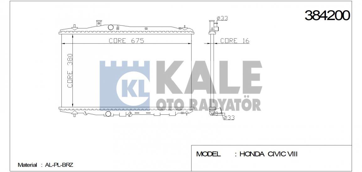 RADYATÖR 384200 CIVIC VIII (375x677x16) BRAZING MT
