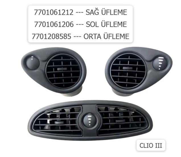 DİFÜZÖR TAKIMI CLIO III (ÖN SAĞ+SOL+ORTA) (7701061212 + 7701208585 + 7701061206)