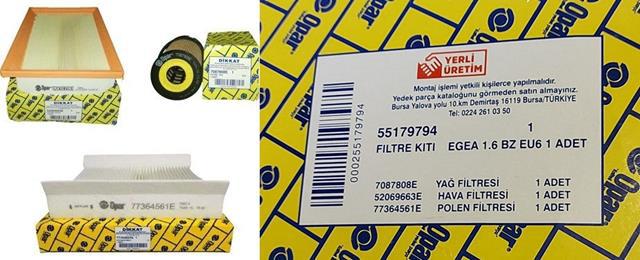 FİLTRE SETİ 55179794 EGEA 1.6 BENZİNLİ EURO6 (HAVA YAĞ POLEN)