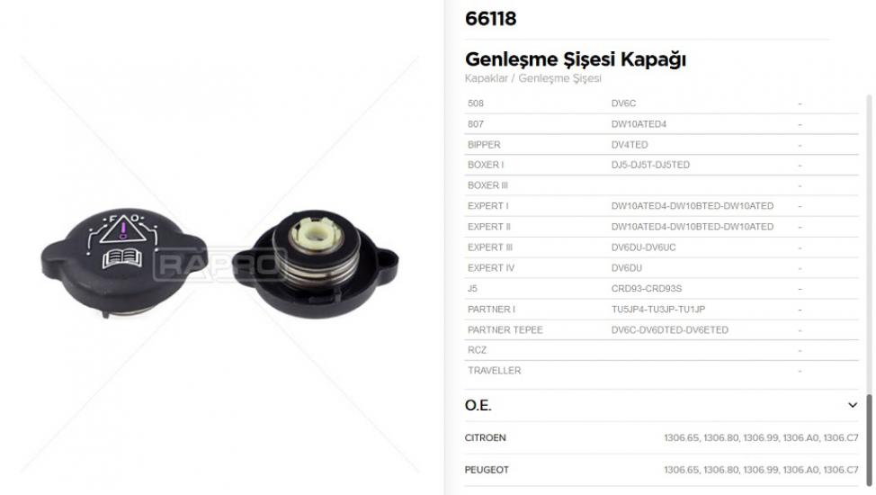 GENLEŞME KAVANOZ KAPAĞI 66118 BERLINGO PARTNER P1007