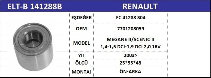 AKS BİLYASI ARKA VKBC20085 MEGANE-II FLUENCE SCENIC-II (02-) BTH1250