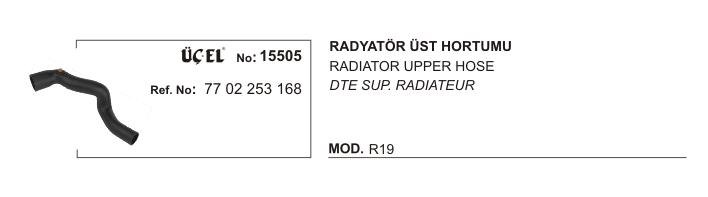 RADYATÖR HORTUMU ÜST 15505 R19 1.4 1.6 7702253168