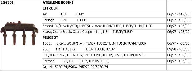 BOBİN 154301 (SİYAH SOKET) P106 P206 SAXO PARTNER