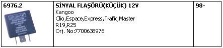 FLAŞÖR RÖLESİ 6976.2 KANGO CLIO KÜÇÜK 12 VOLT