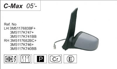 AYNA SAĞ VM302EHPR FOCUS CMAX (03-) ELEKTRİKLİ ISITMALI PRIMERLİ