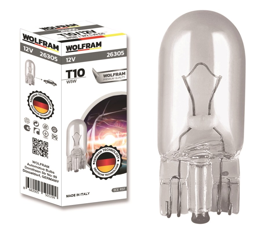 AMPUL 26305 T10 12V 5W W2.1X9.5D T10 ORTA DİPSİZ