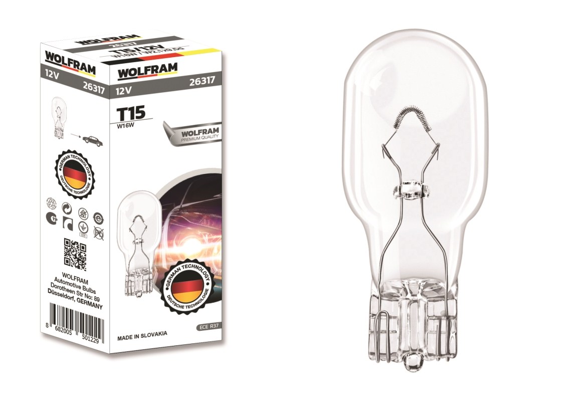AMPUL 26317 T15 12V 16W W2.1X9.5D T15 BÜYÜK DİPSİZ